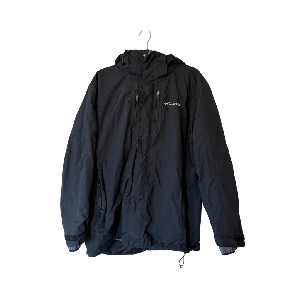 Columbia men's Interchange Snow Runner jacket large black grey liner hood XM7269